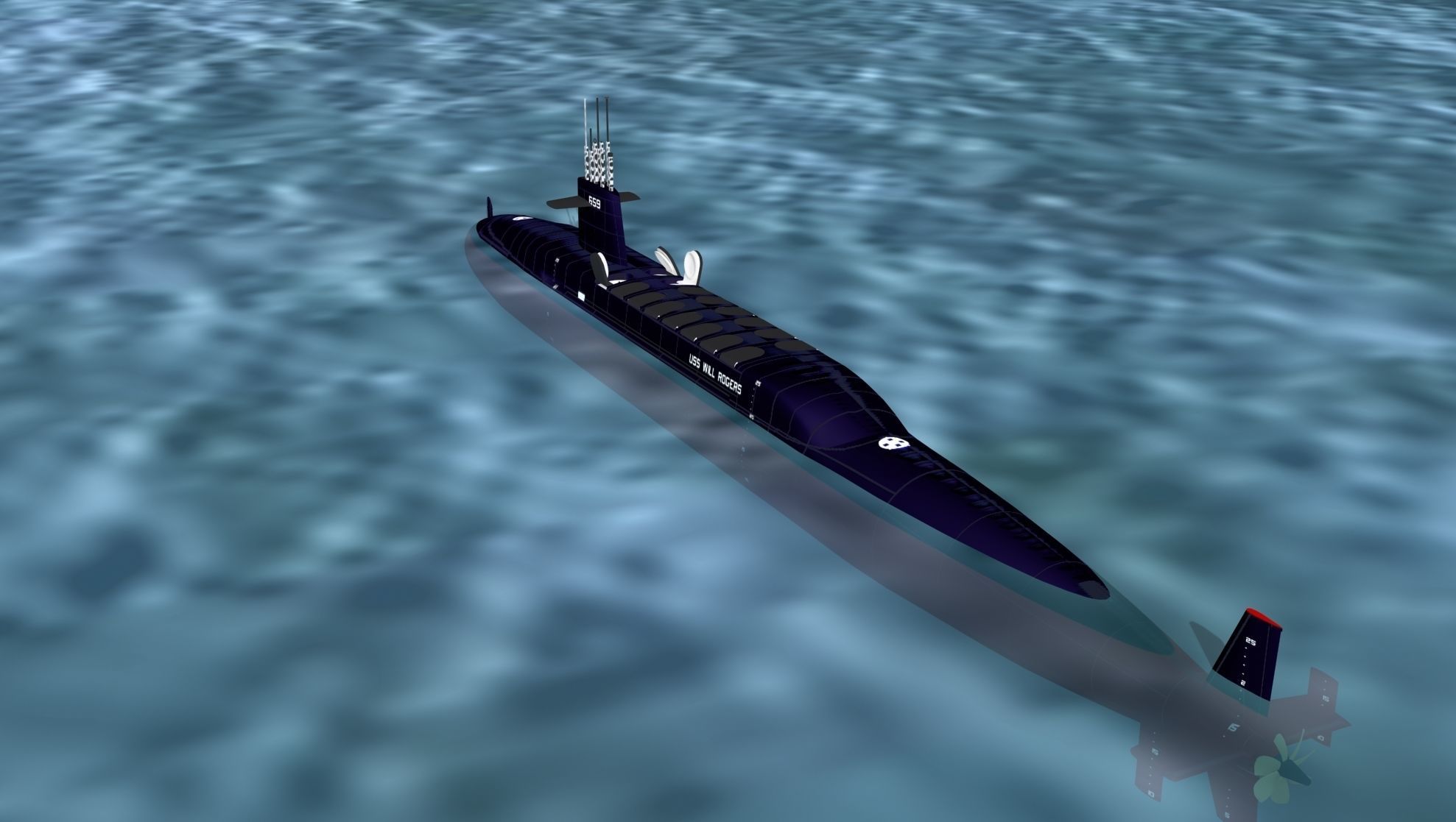 Ben Franklin Class USS Will Rogers SSBN-659 3D model_2