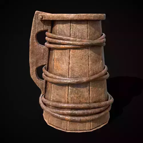 Medieval Wooden Tankard Low-poly 3D model