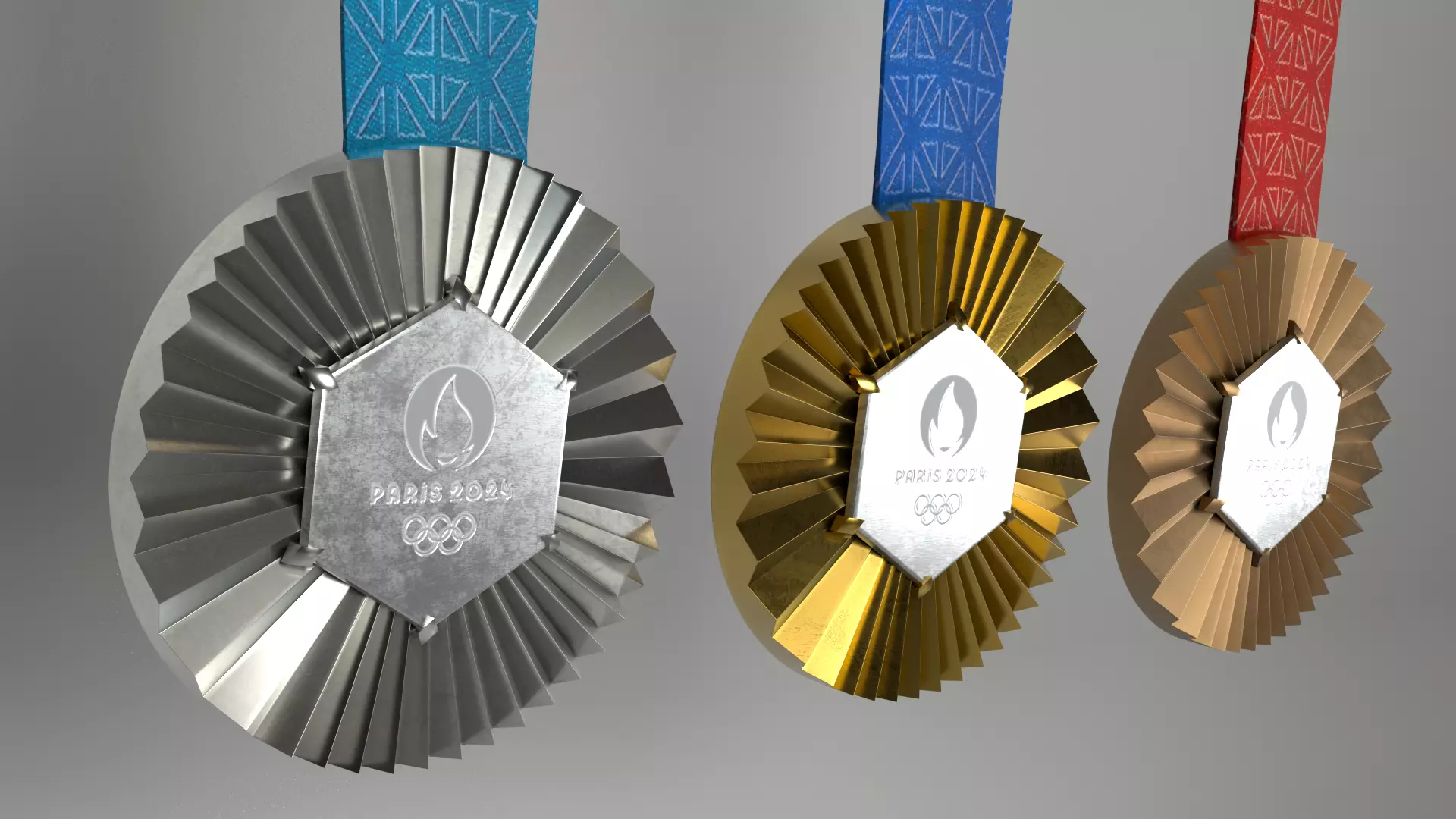 2024 Paris Olympic Games Medals 3D model
