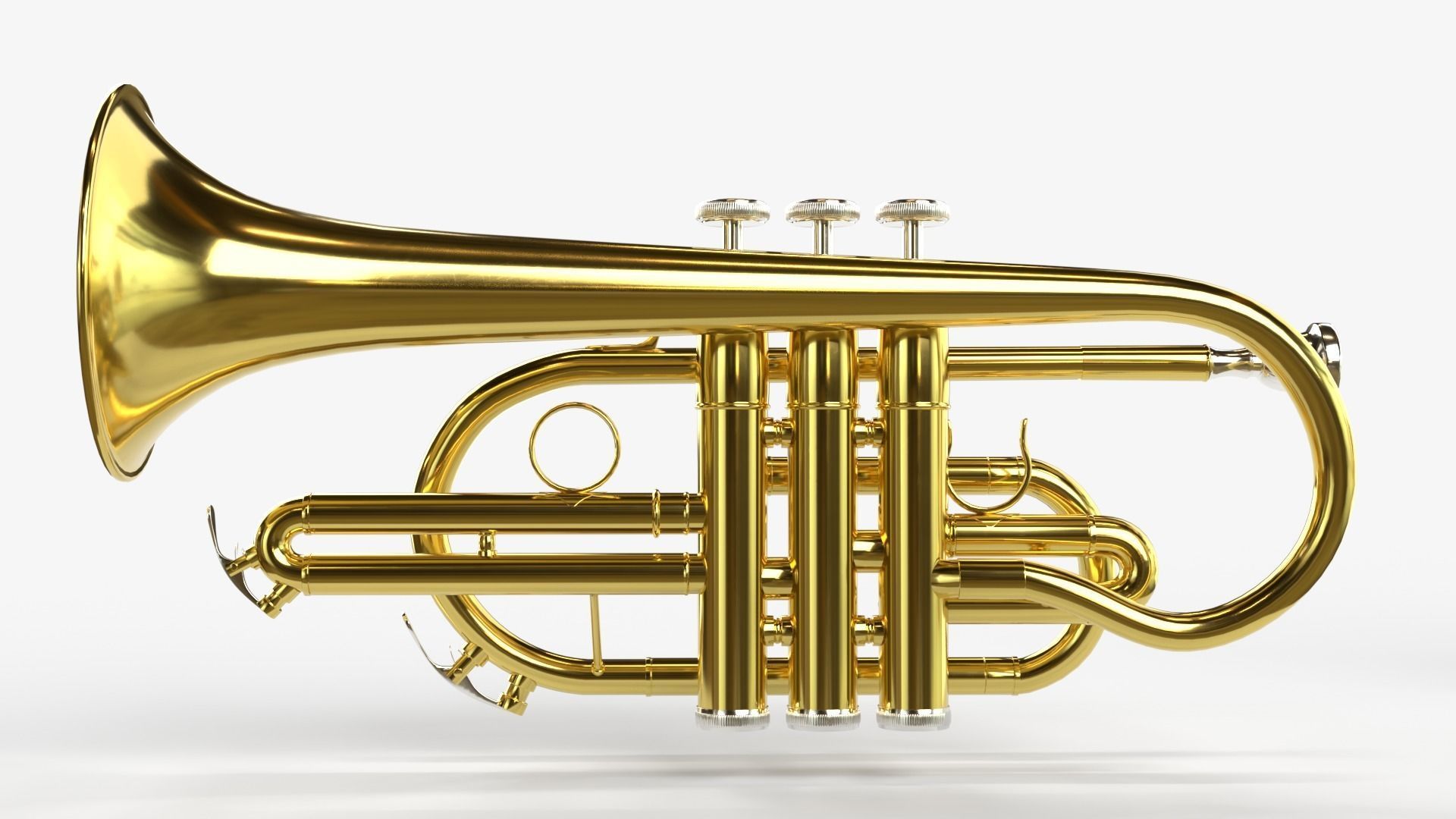 Cornet  Three Types of Materials   Brass  Copper and Silver 3D model_5