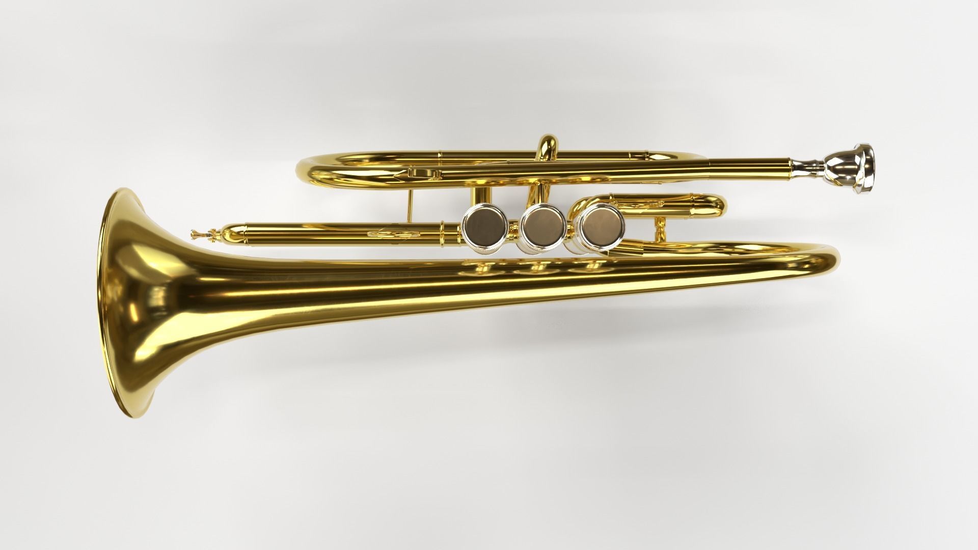 Cornet  Three Types of Materials   Brass  Copper and Silver 3D model_8