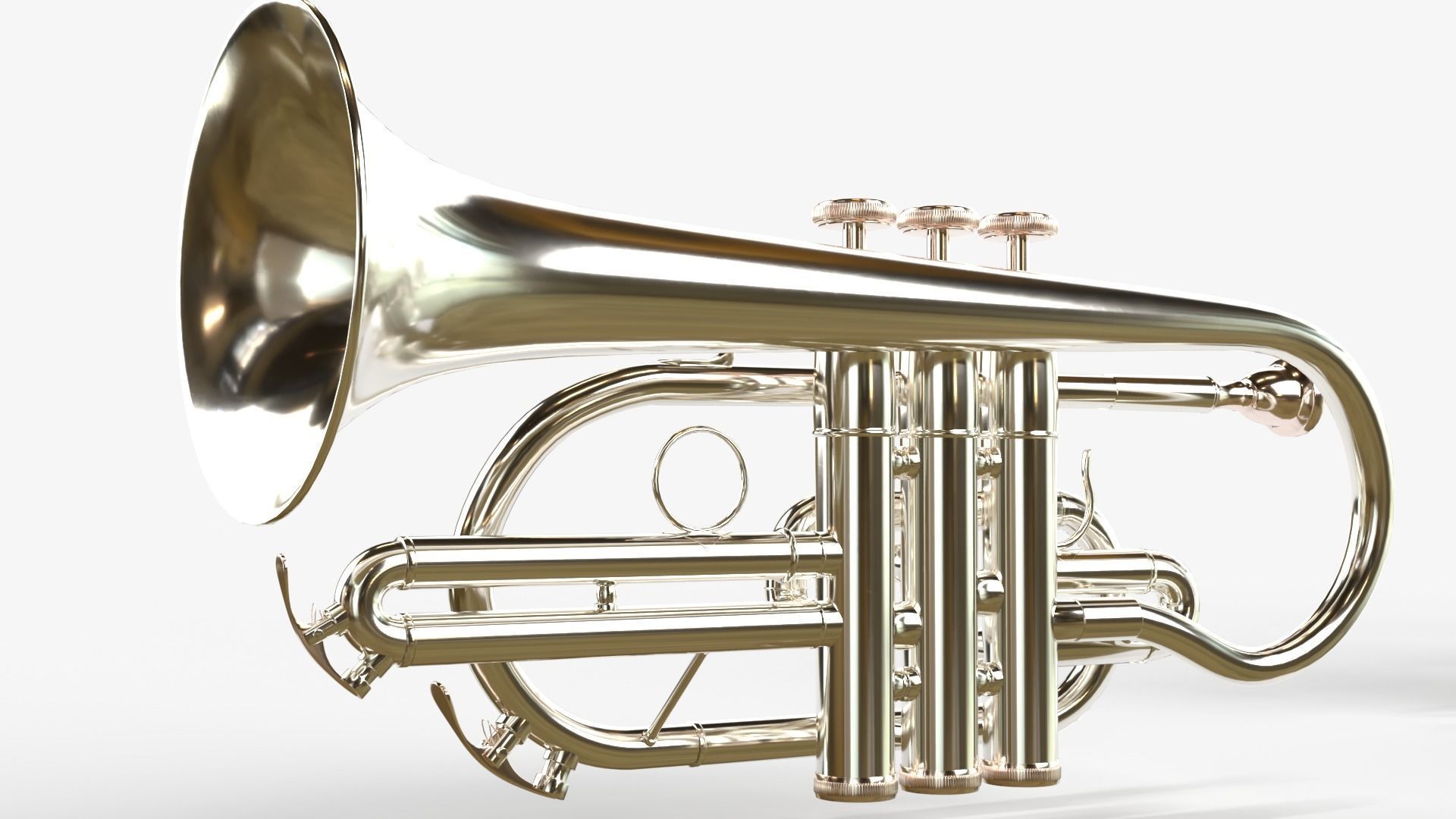 Cornet  Three Types of Materials   Brass  Copper and Silver 3D model_15