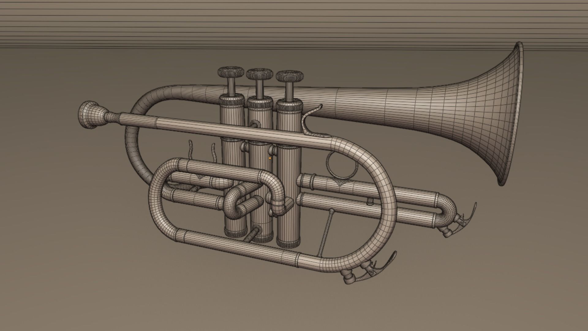 Cornet  Three Types of Materials   Brass  Copper and Silver 3D model_24