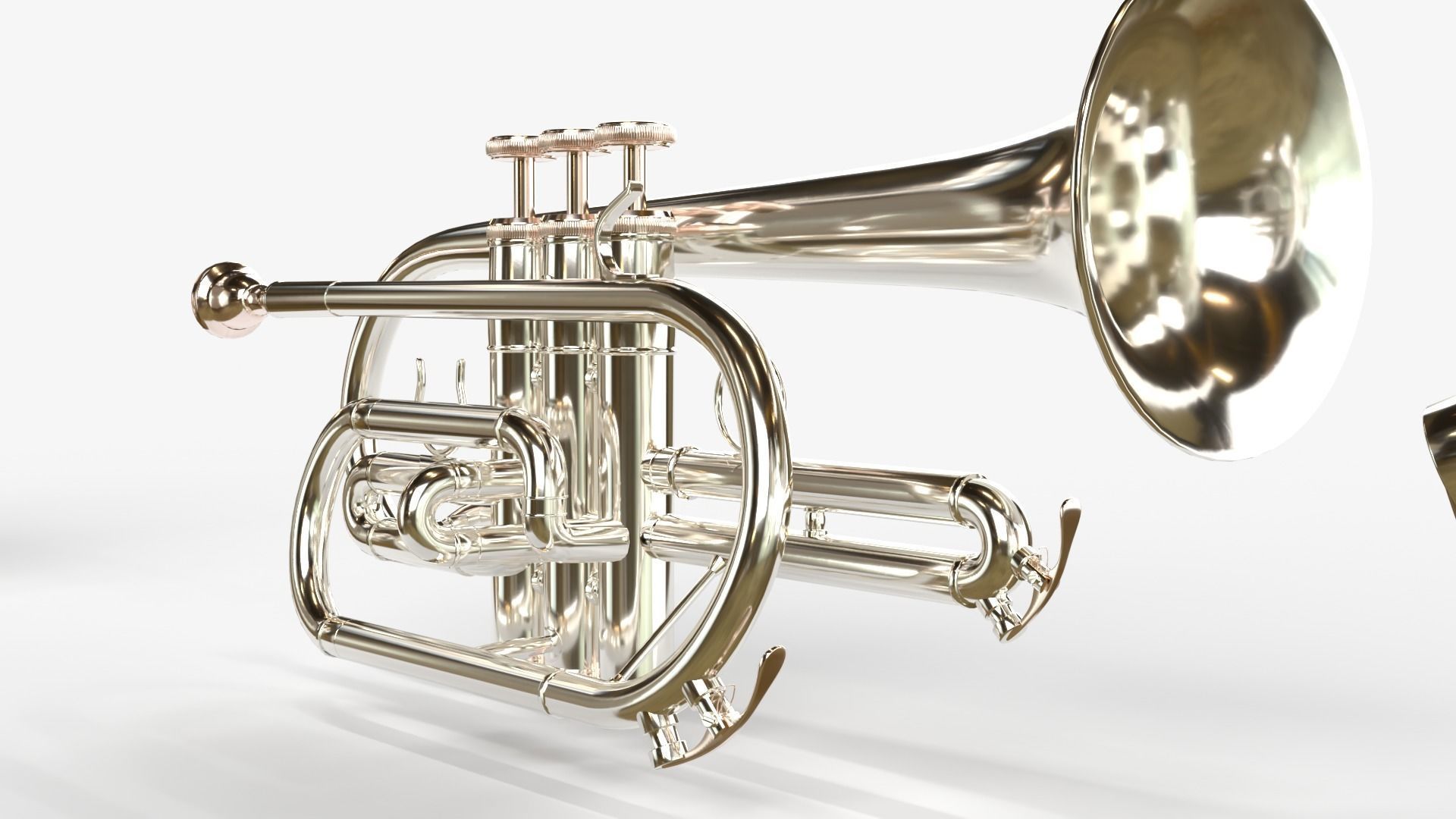 Cornet  Three Types of Materials   Brass  Copper and Silver 3D model_18