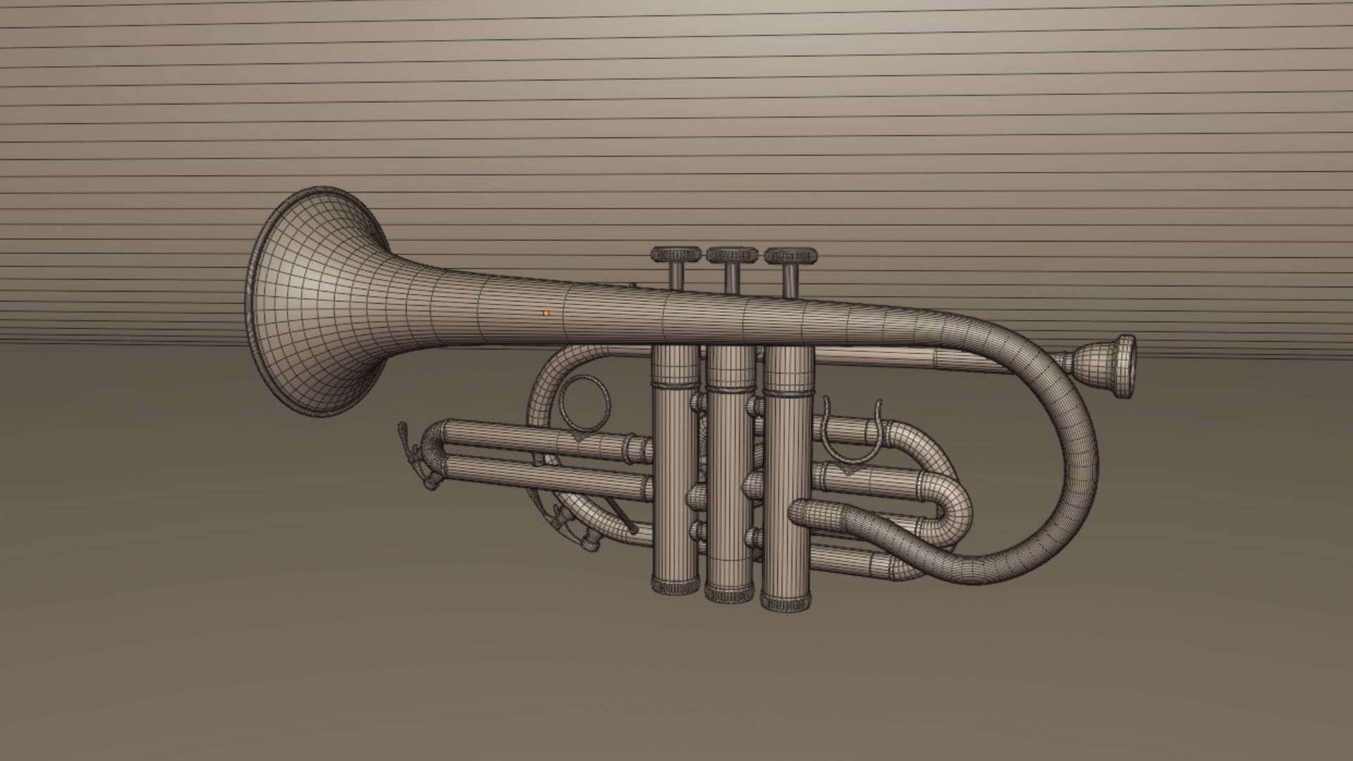 Cornet  Three Types of Materials   Brass  Copper and Silver 3D model_23