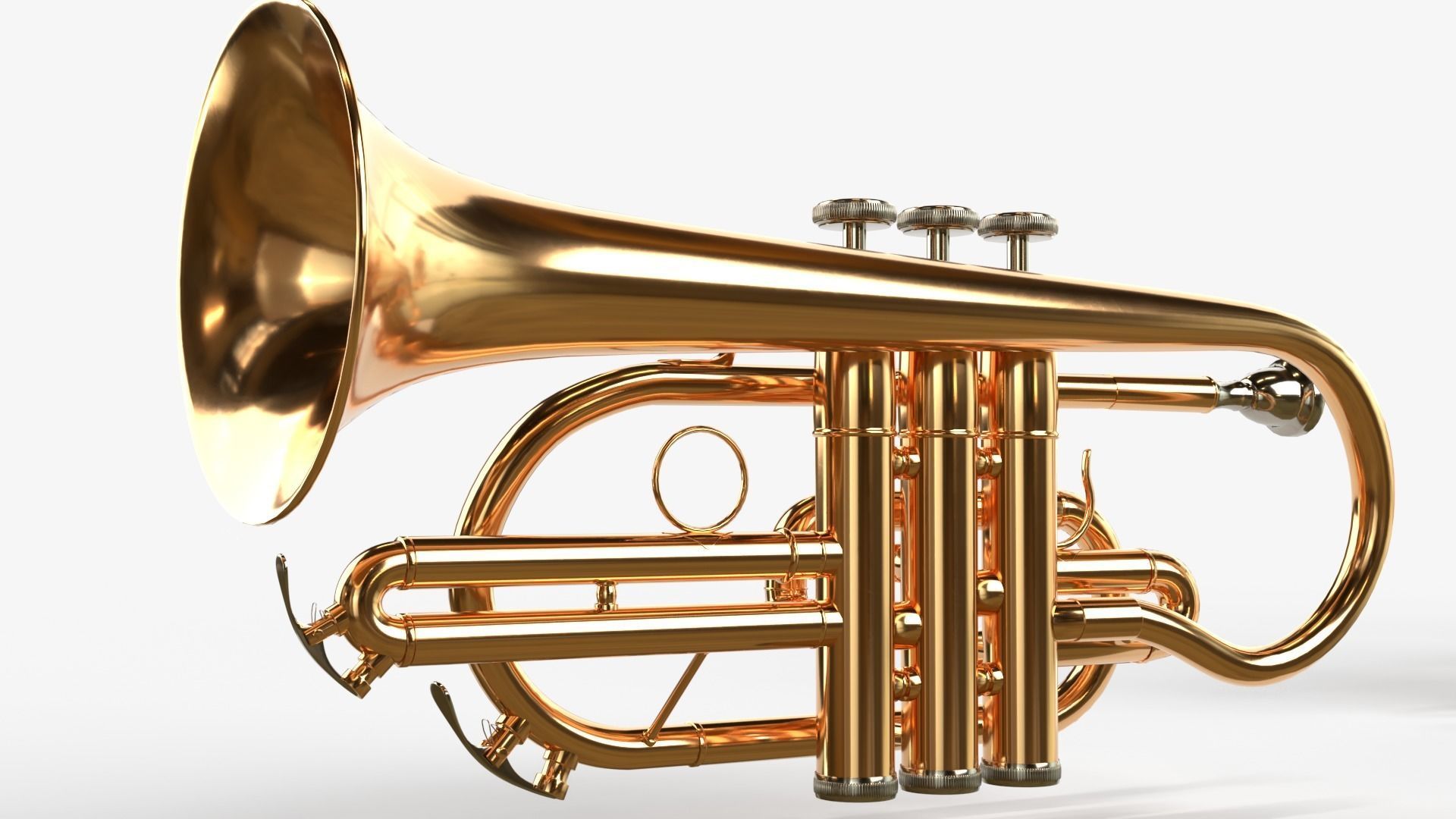 Cornet  Three Types of Materials   Brass  Copper and Silver 3D model_16