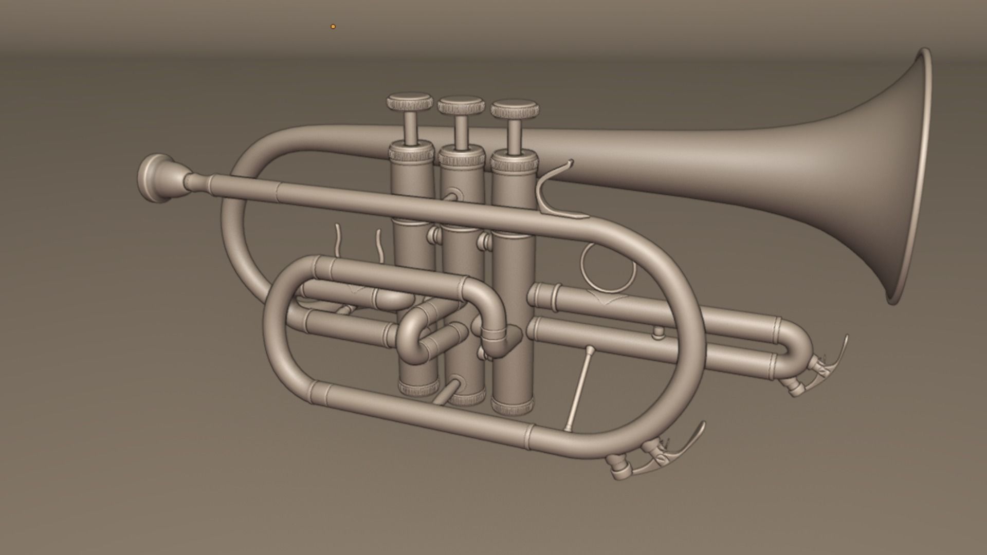 Cornet  Three Types of Materials   Brass  Copper and Silver 3D model_21