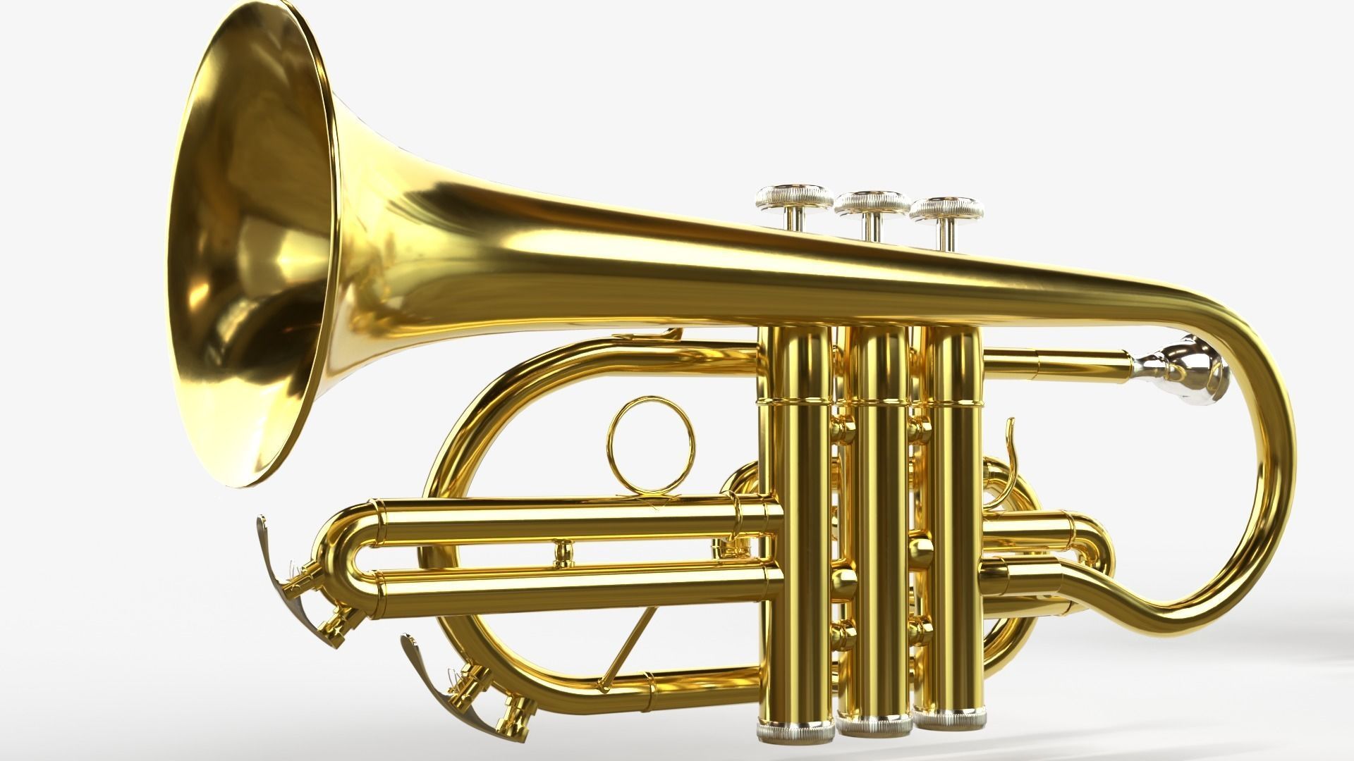 Cornet  Three Types of Materials   Brass  Copper and Silver 3D model_14