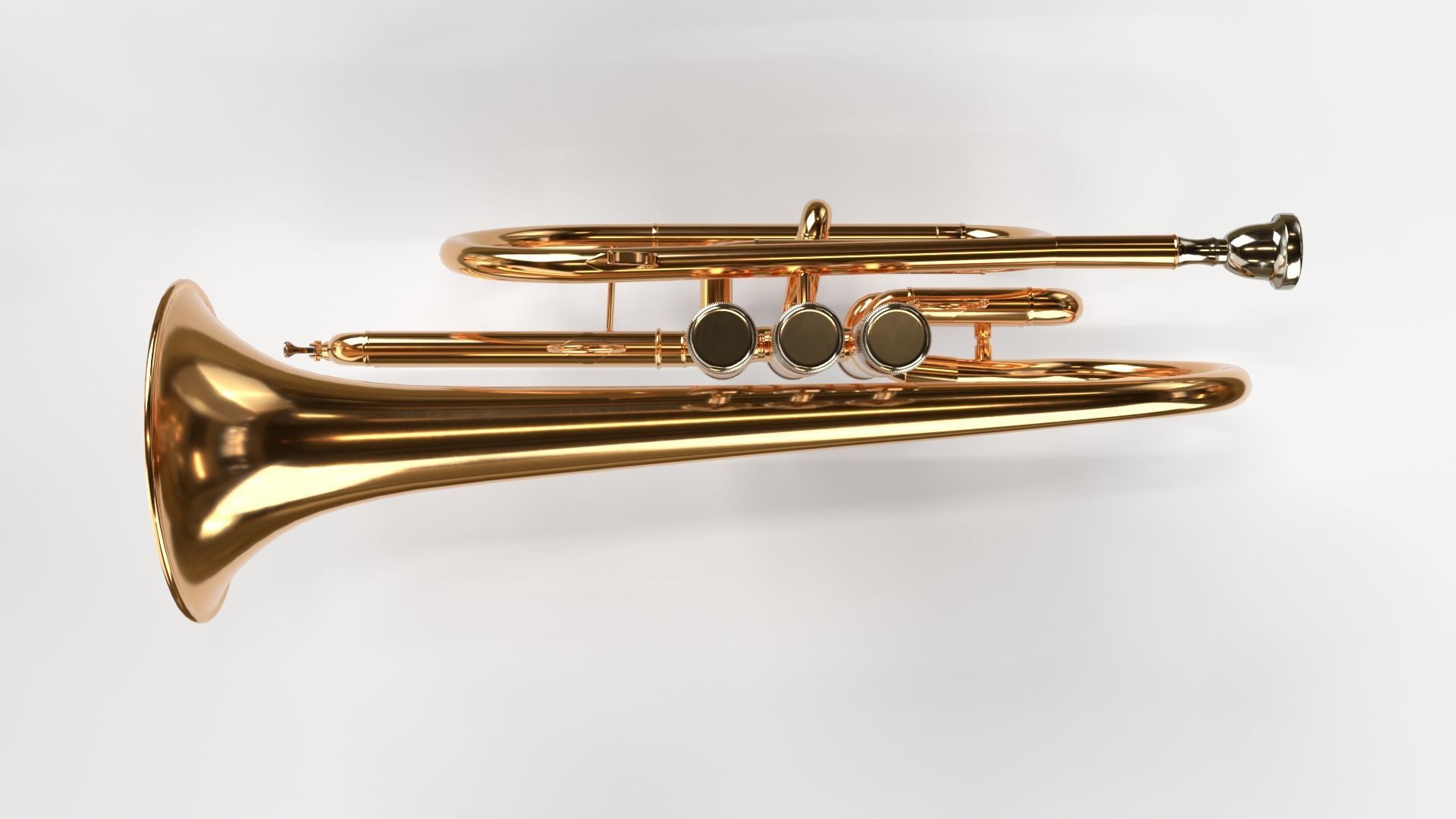 Cornet  Three Types of Materials   Brass  Copper and Silver 3D model_10