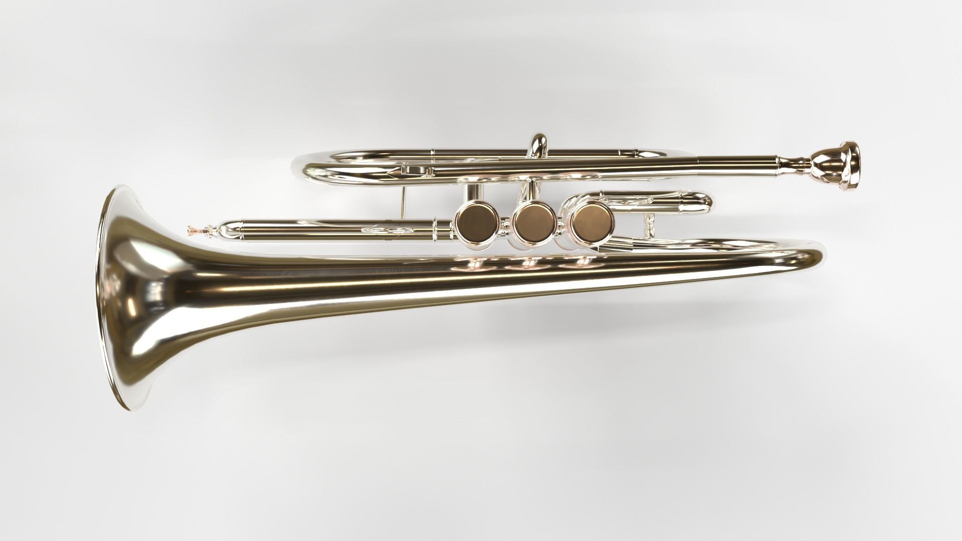 Cornet  Three Types of Materials   Brass  Copper and Silver 3D model_9