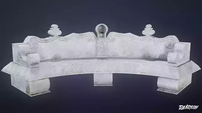 CEMETERY - Stone Bench 02 - LOW POLY