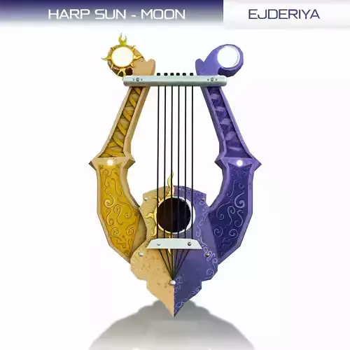 Fantasy Sun and Moon Lyre - Low Poly Game Ready