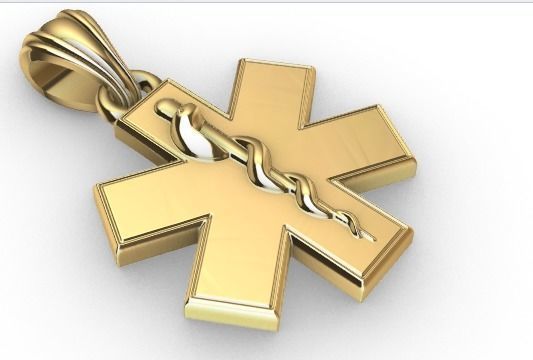 Paramedic Emt Symbol Pendant Charm Jewelry 3D print model_2