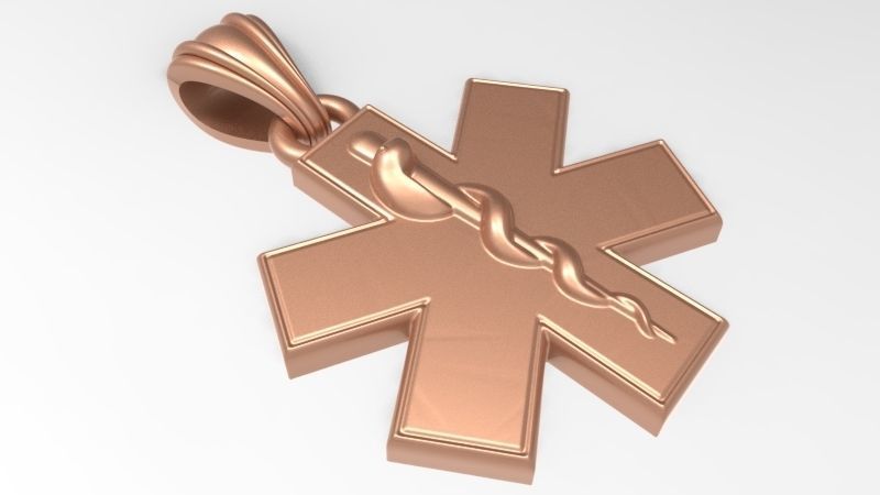 Paramedic Emt Symbol Pendant Charm Jewelry 3D print model_9