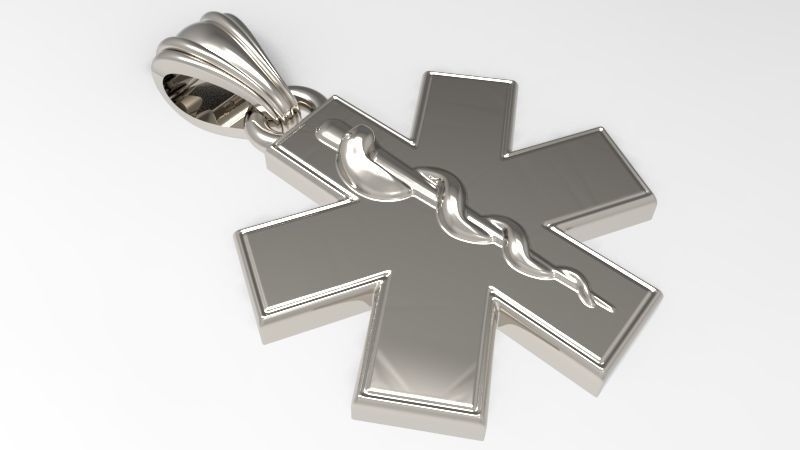 Paramedic Emt Symbol Pendant Charm Jewelry 3D print model_14