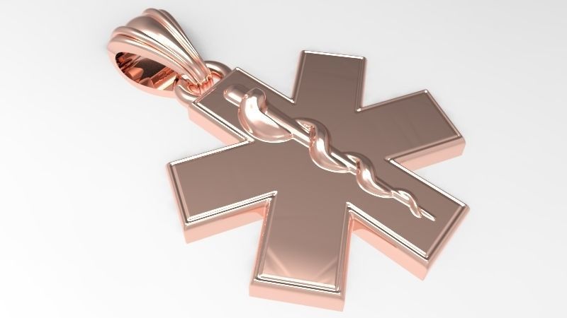 Paramedic Emt Symbol Pendant Charm Jewelry 3D print model_7