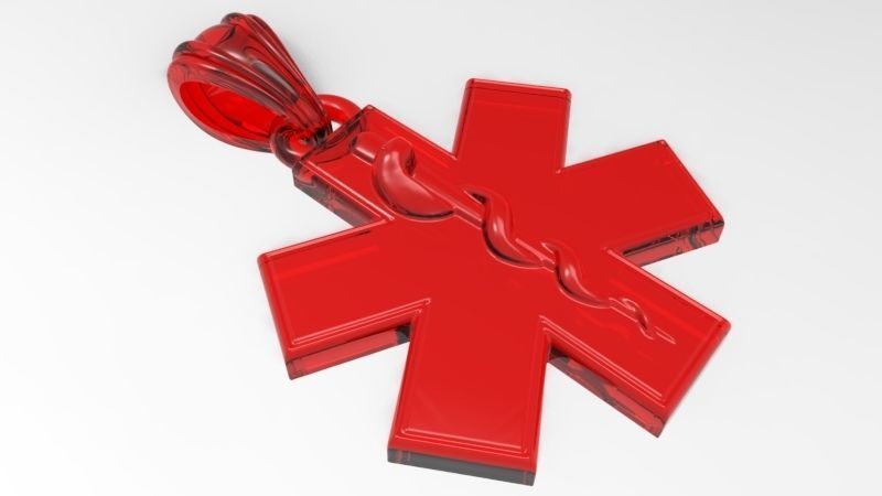 Paramedic Emt Symbol Pendant Charm Jewelry 3D print model_16