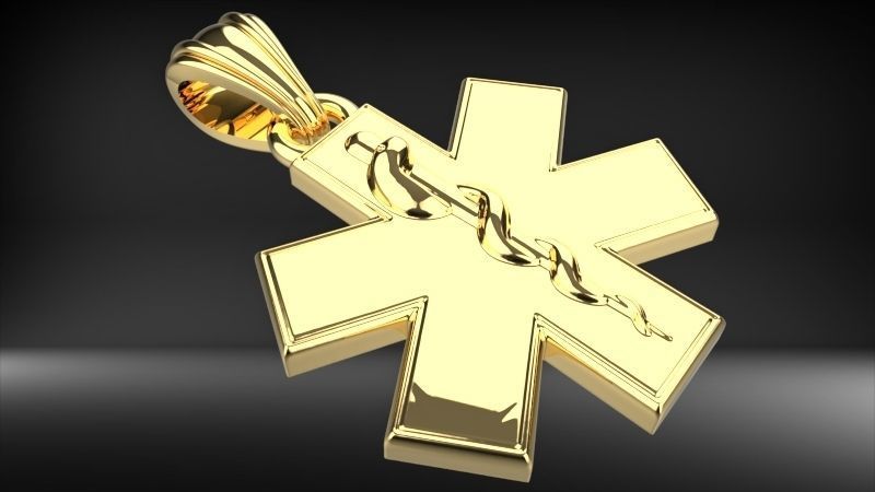 Paramedic Emt Symbol Pendant Charm Jewelry 3D print model_20