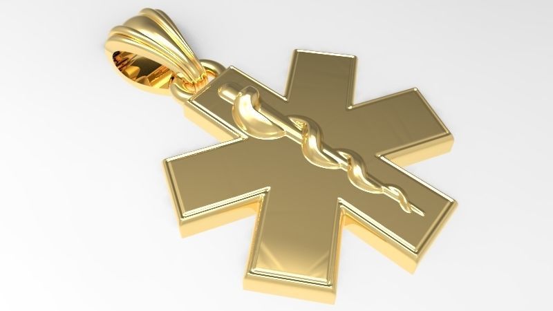 Paramedic Emt Symbol Pendant Charm Jewelry 3D print model_12