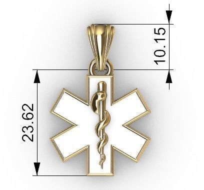 Paramedic Emt Symbol Pendant Charm Jewelry 3D print model_5