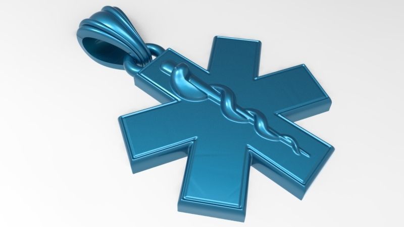 Paramedic Emt Symbol Pendant Charm Jewelry 3D print model_15