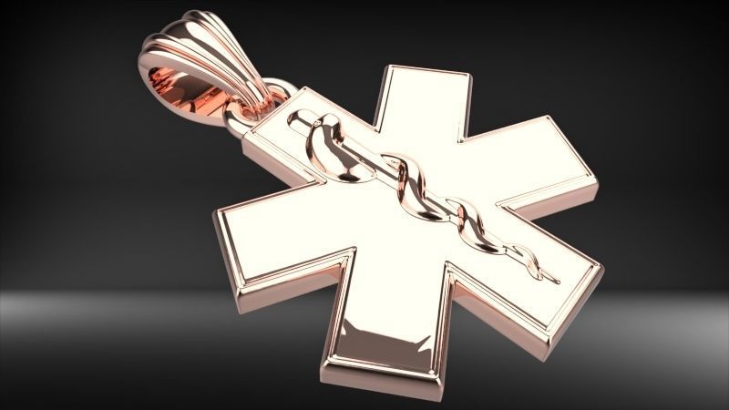 Paramedic Emt Symbol Pendant Charm Jewelry 3D print model_21