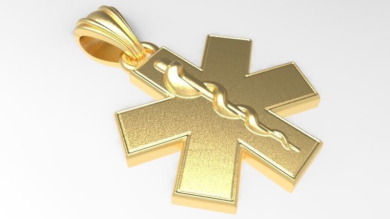 Paramedic Emt Symbol Pendant Charm Jewelry 3D print model_11