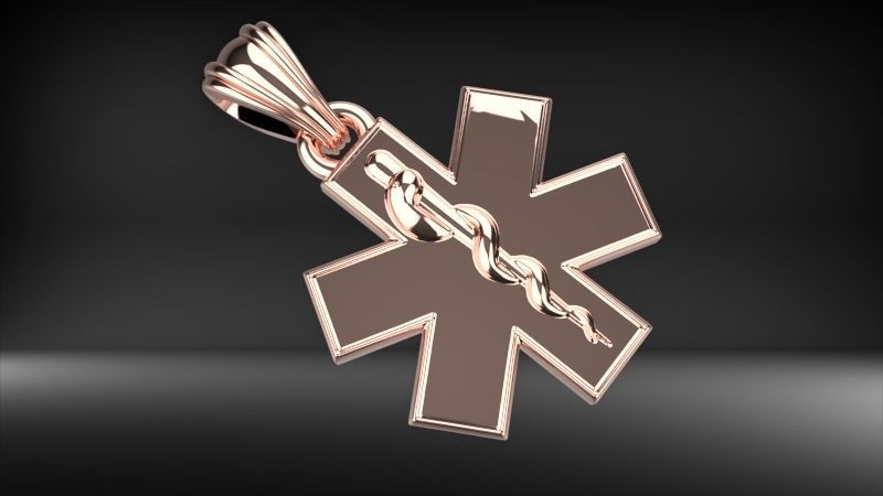 Paramedic Emt Symbol Pendant Charm Jewelry 3D print model_22