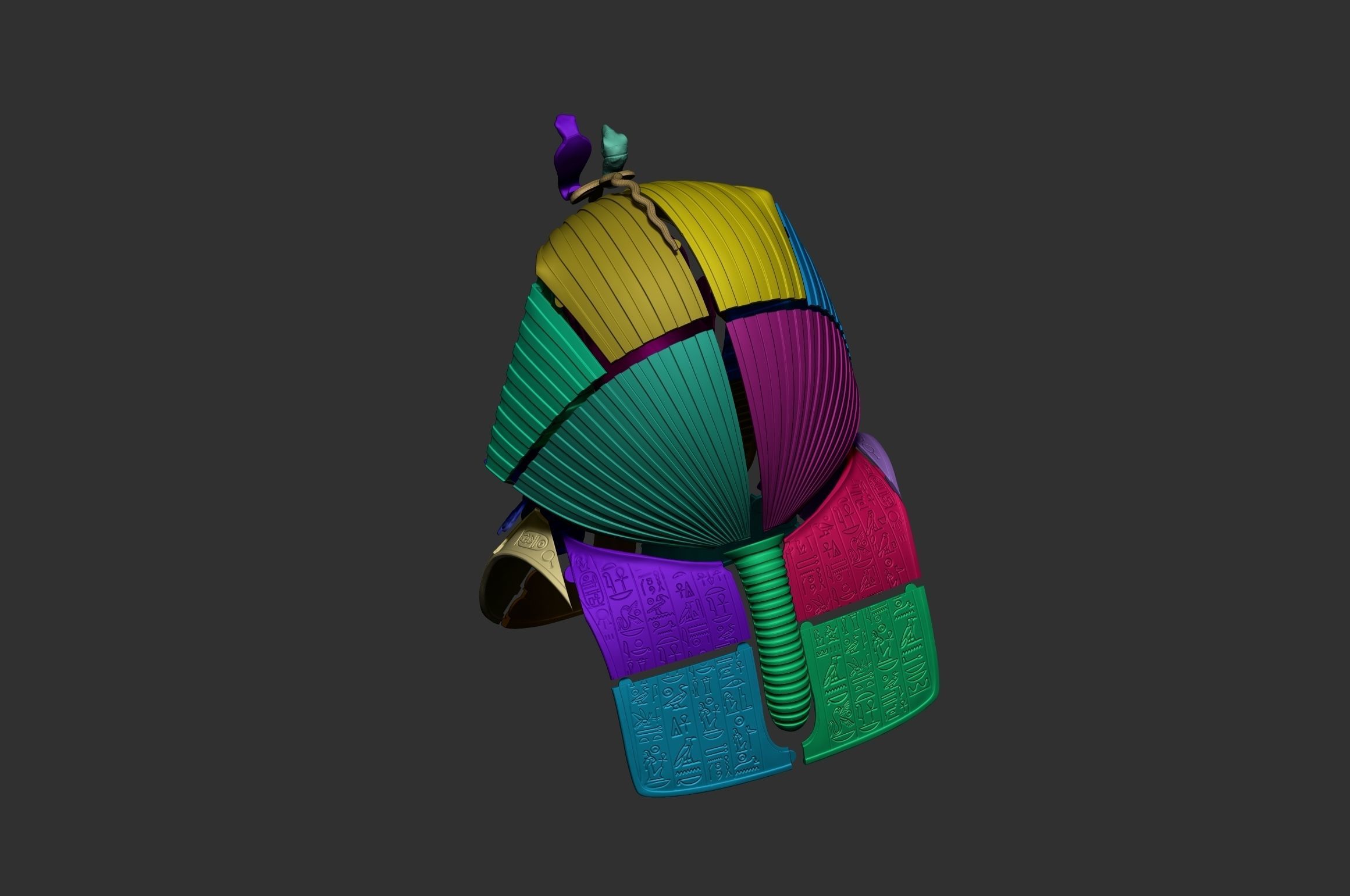 Tutankhamun Mask v4  gold 3D print model_20