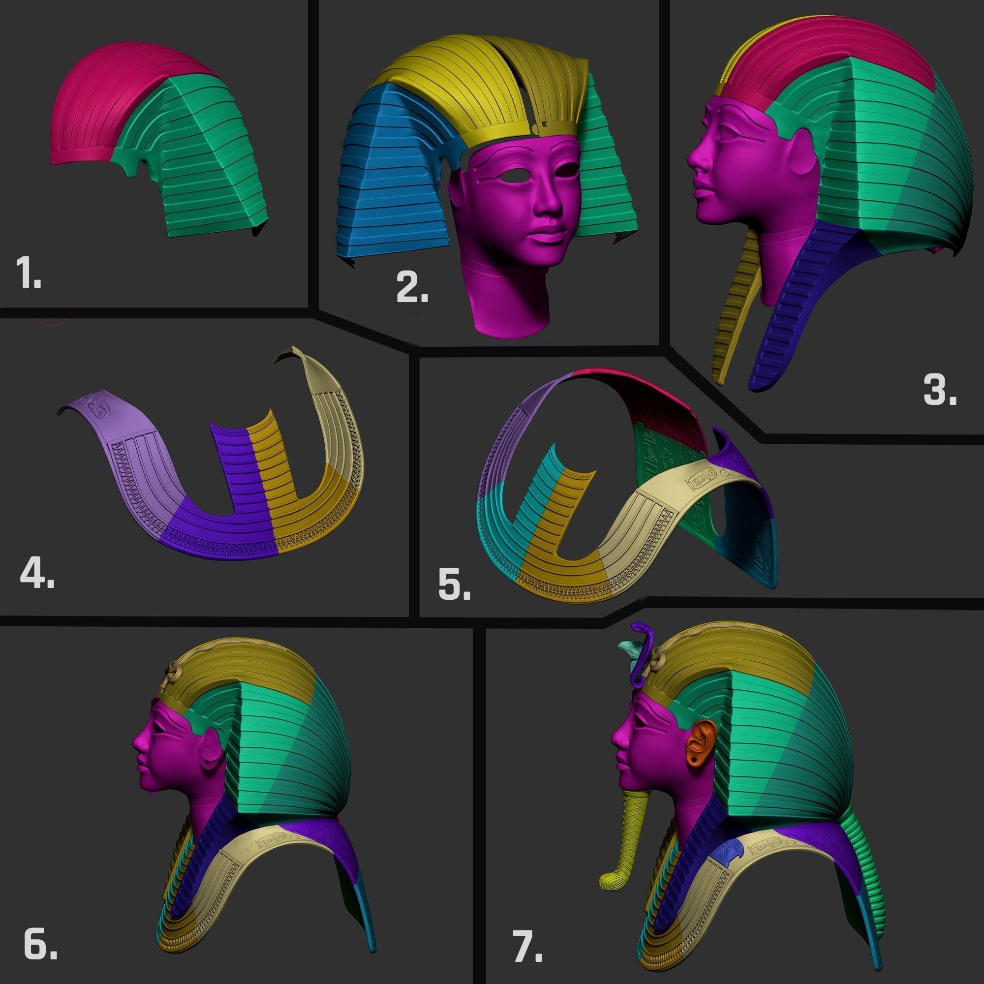 Tutankhamun Mask v4  gold 3D print model_1