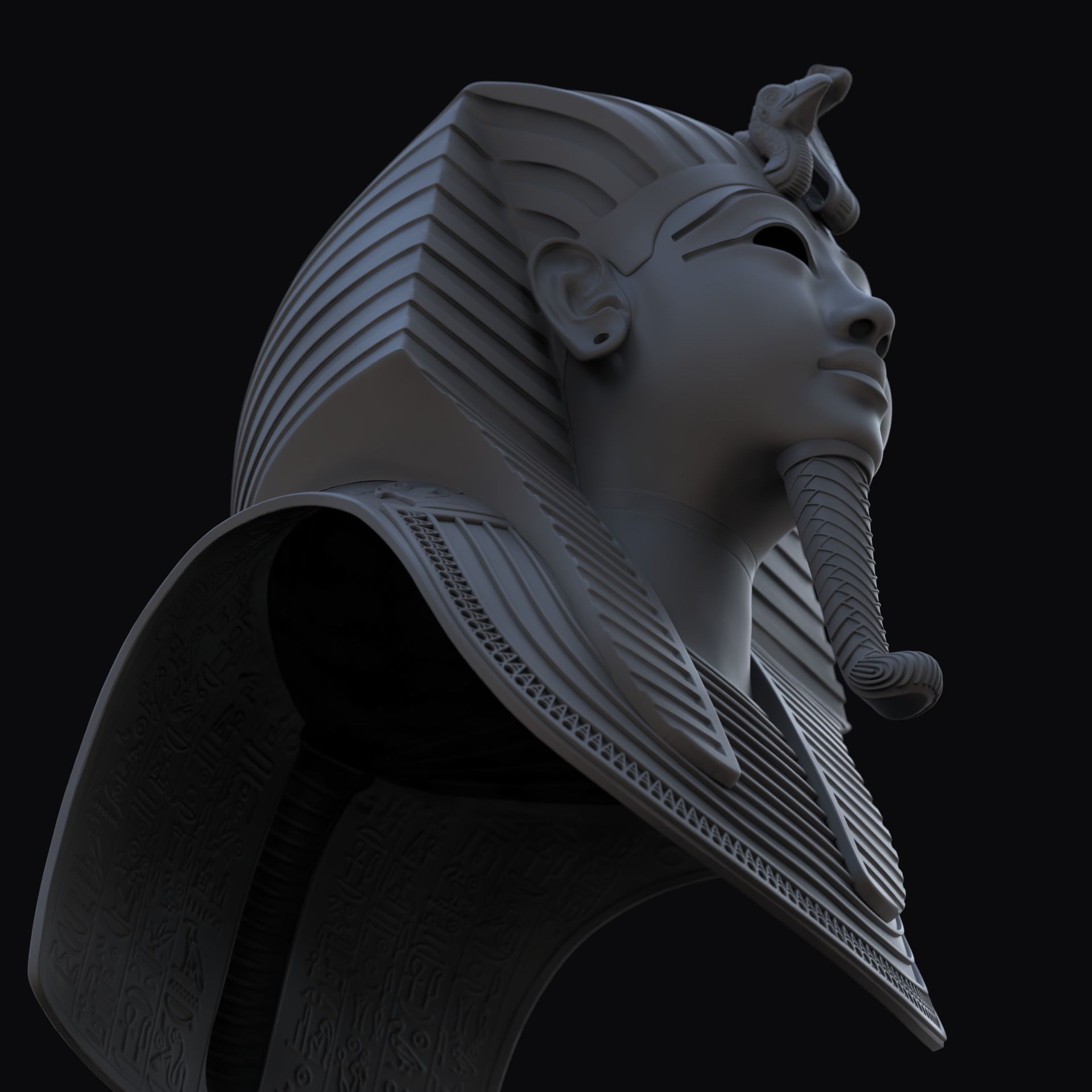 Tutankhamun Mask v4  gold 3D print model_12