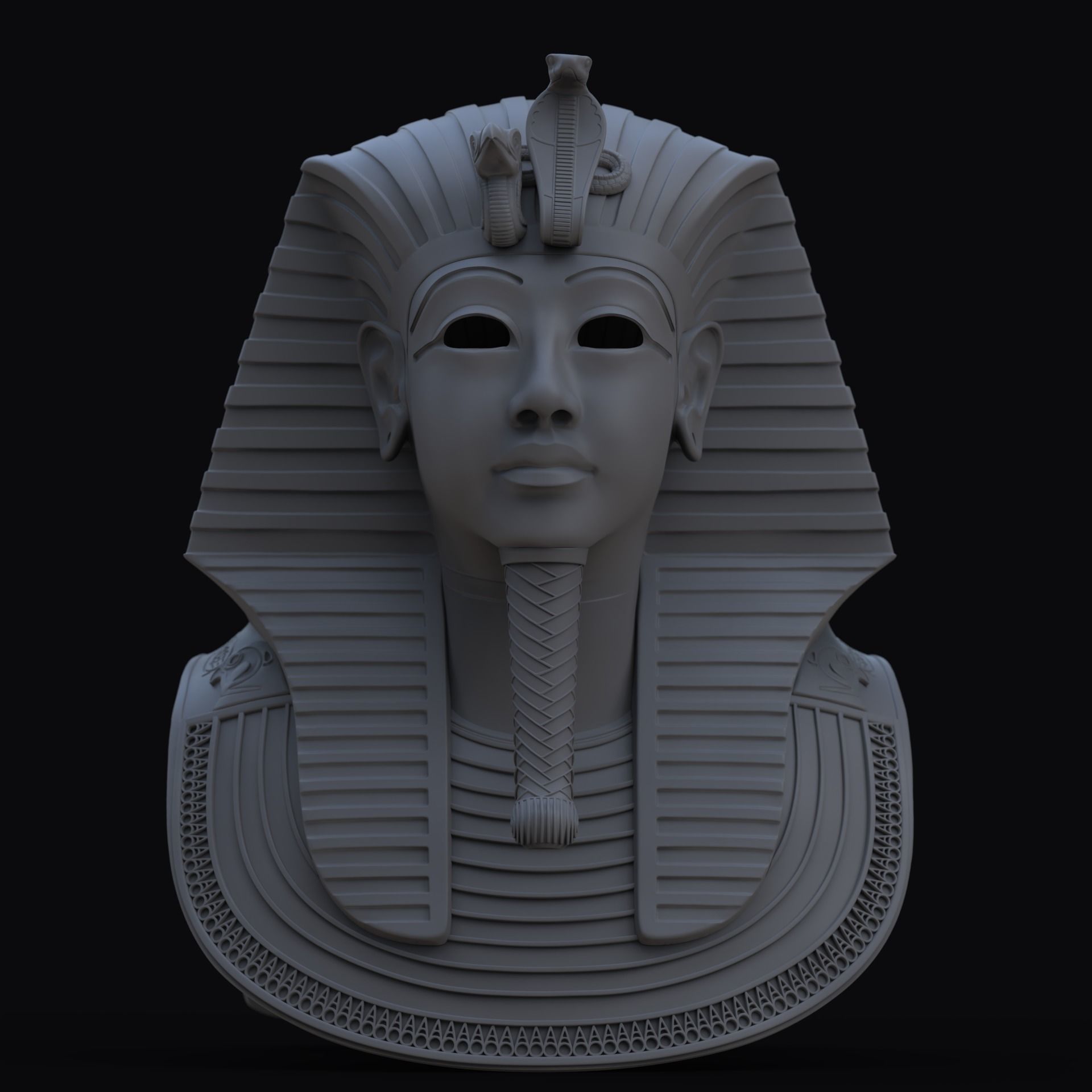 Tutankhamun Mask v4  gold 3D print model_7