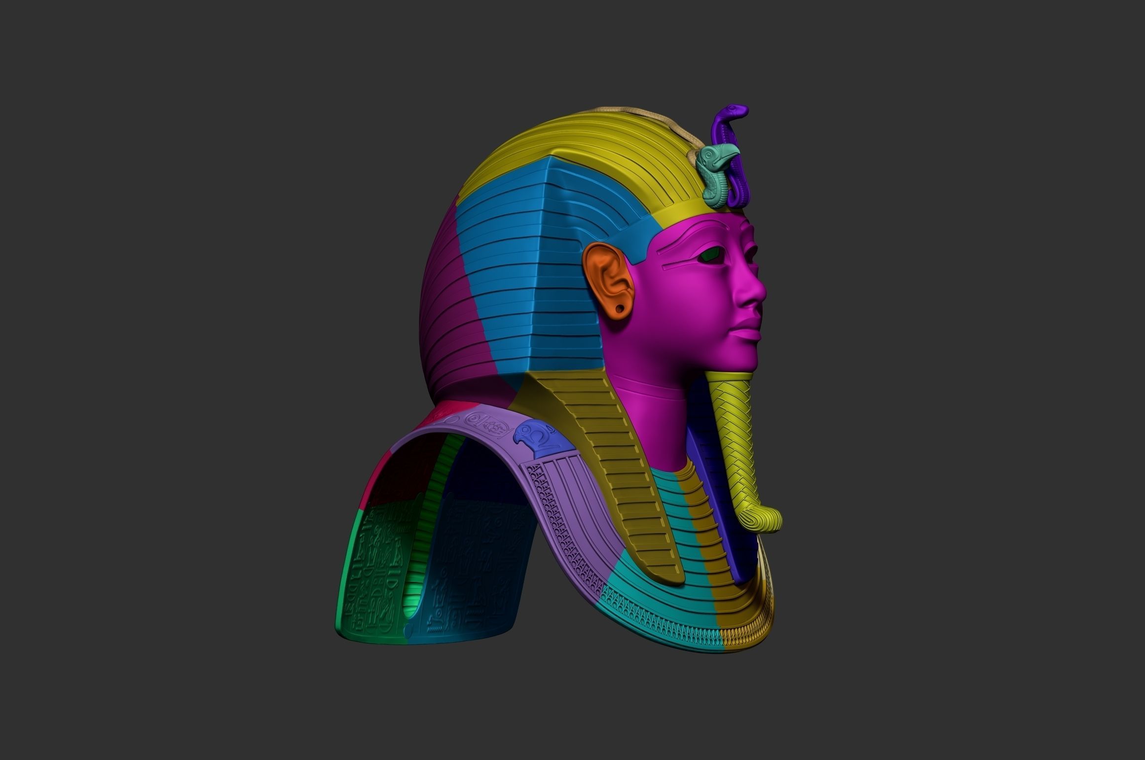 Tutankhamun Mask v4  gold 3D print model_18