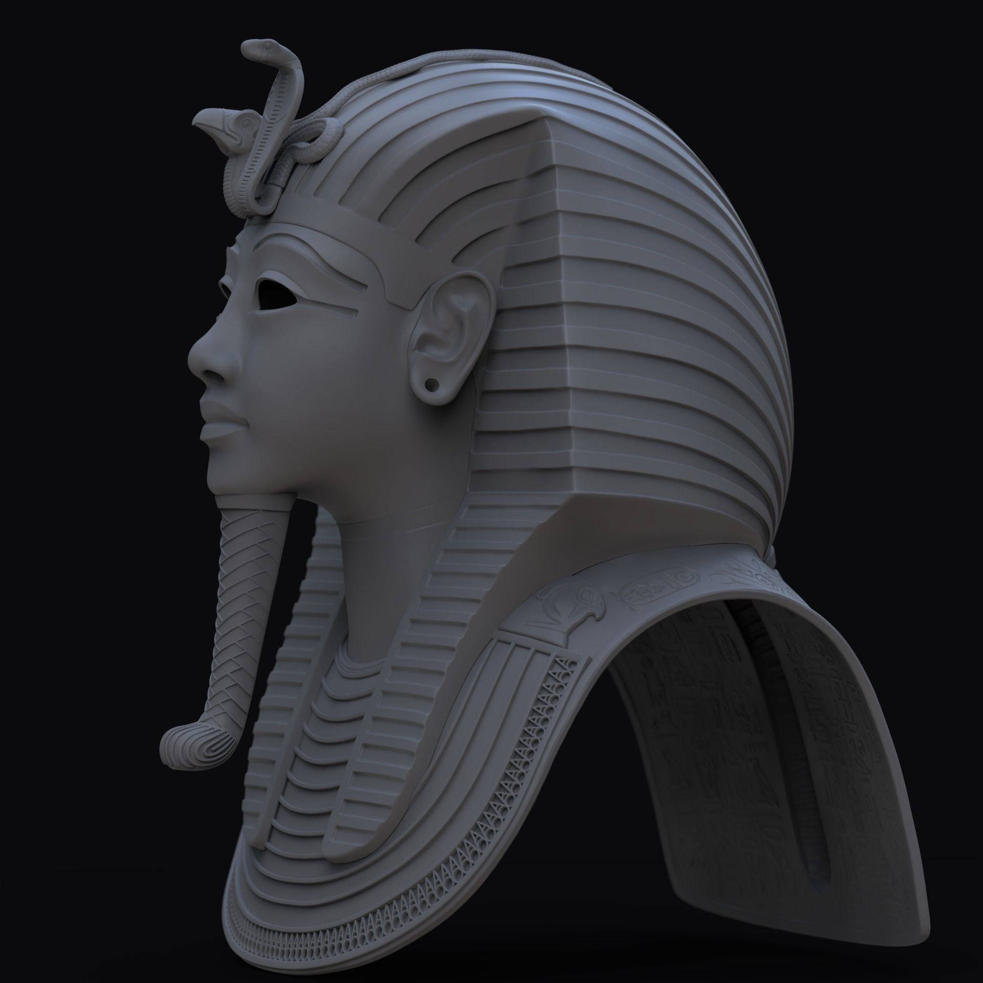Tutankhamun Mask v4  gold 3D print model_8