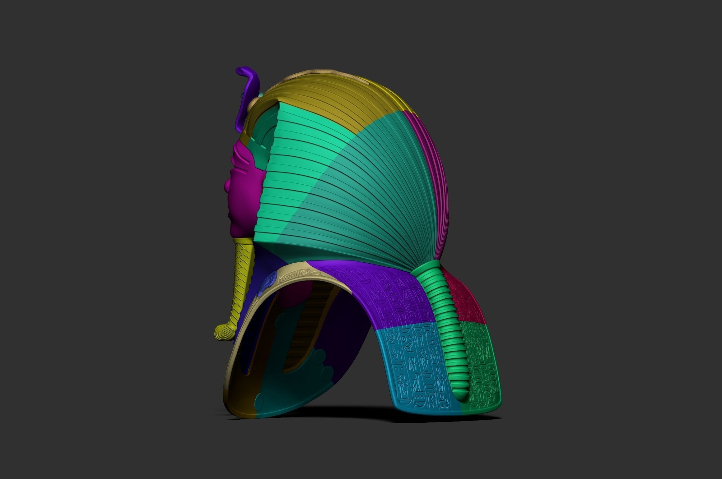 Tutankhamun Mask v4  gold 3D print model_19