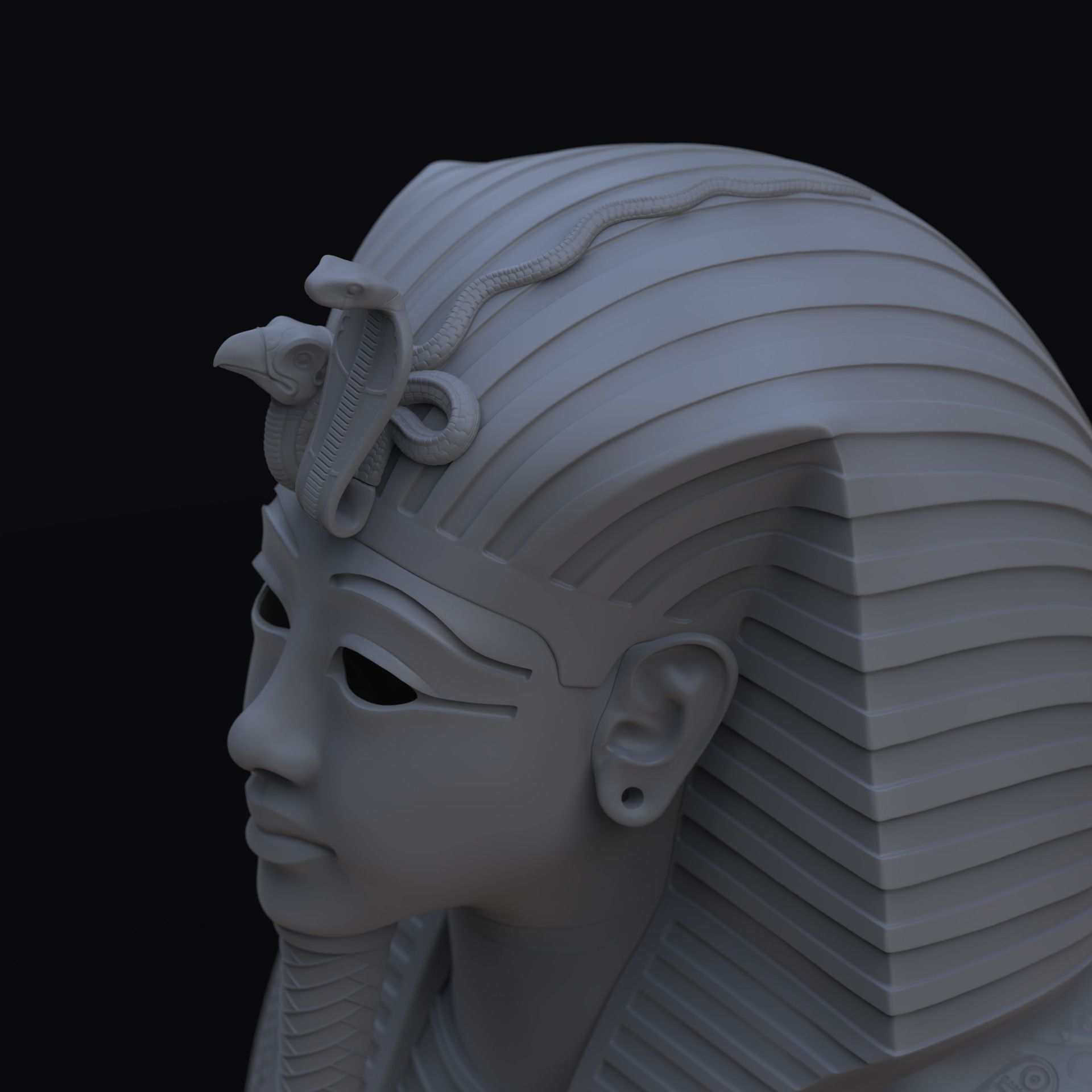 Tutankhamun Mask v4  gold 3D print model_9
