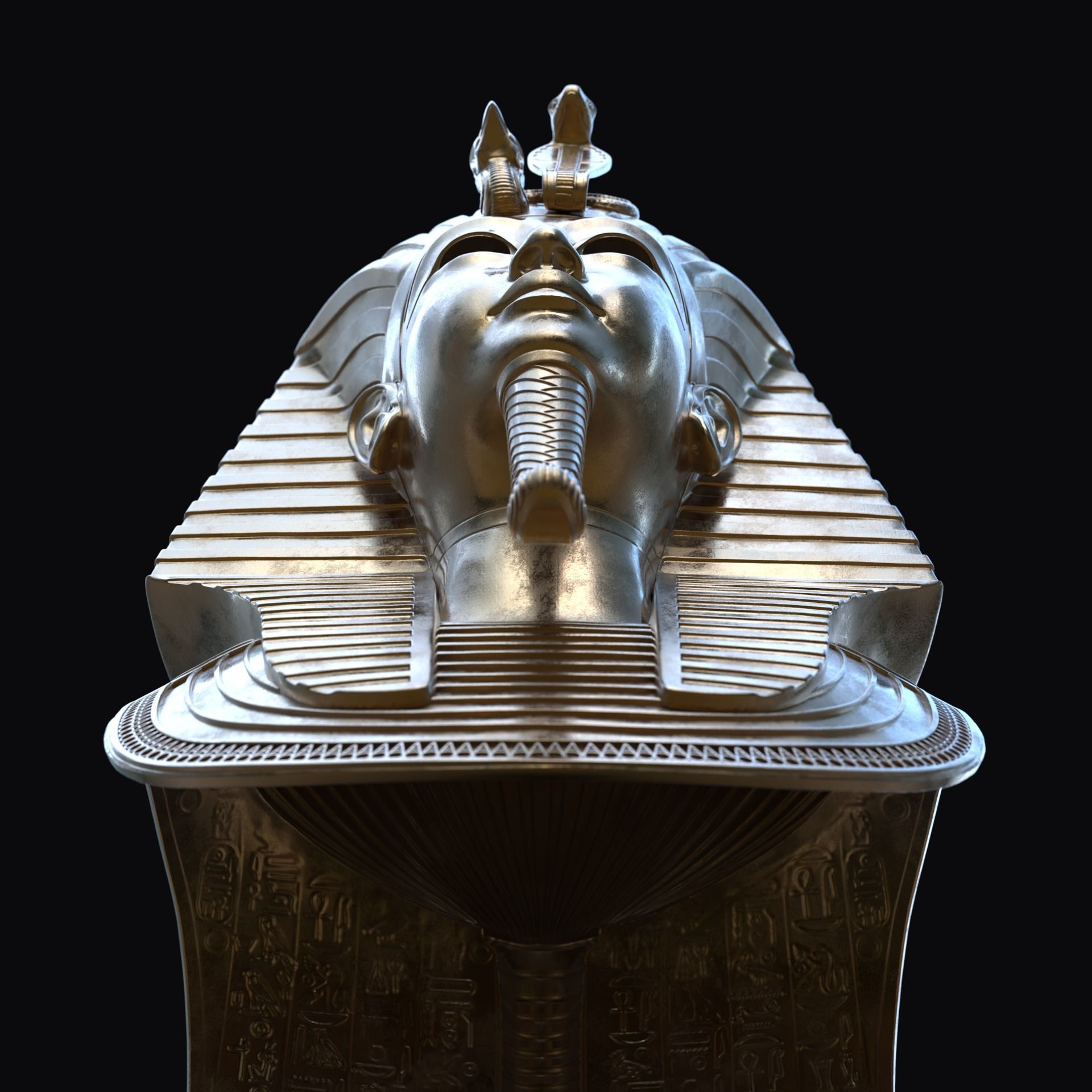 Tutankhamun Mask v4  gold 3D print model_4