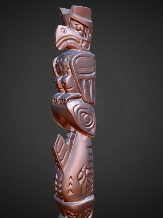 totem pole ORCA WOLF EAGLE statue decoration 3D print model_1