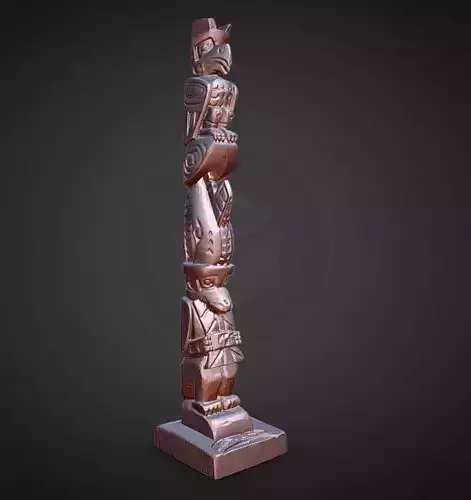 totem pole ORCA WOLF EAGLE statue decoration