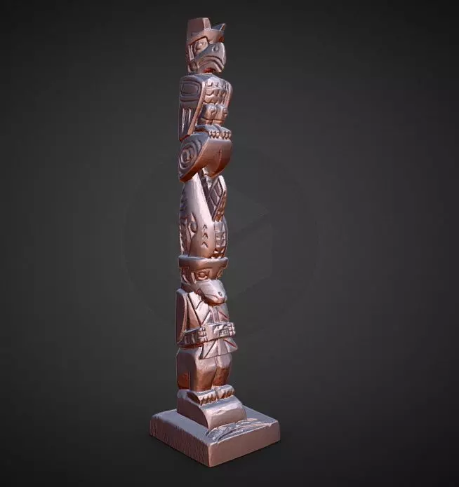 totem pole ORCA WOLF EAGLE statue decoration 3D print model_0