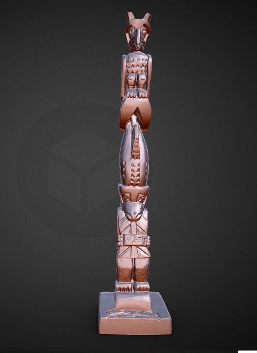 totem pole ORCA WOLF EAGLE statue decoration 3D print model_4