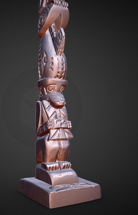 totem pole ORCA WOLF EAGLE statue decoration 3D print model_2