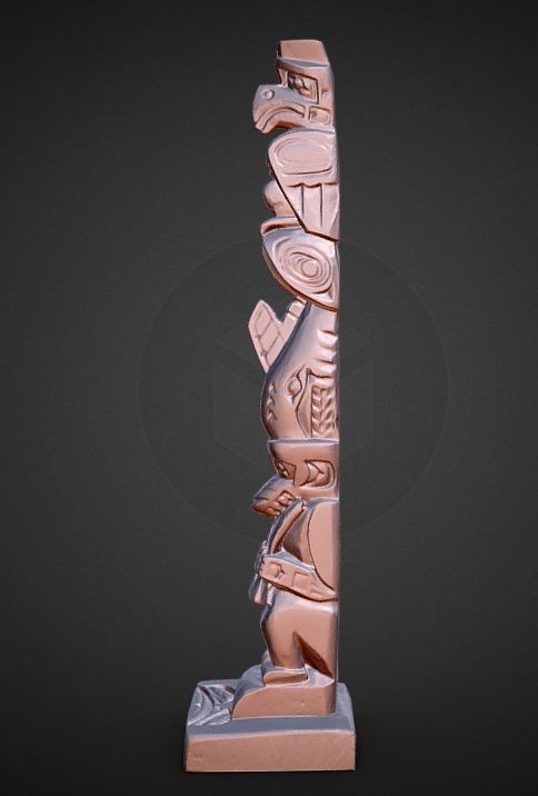totem pole ORCA WOLF EAGLE statue decoration 3D print model_3