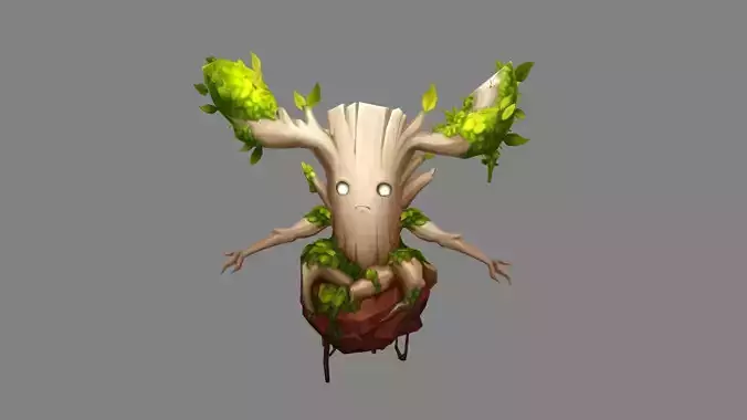 Cartoon Dryad - Tree Elf Low-poly 3D model