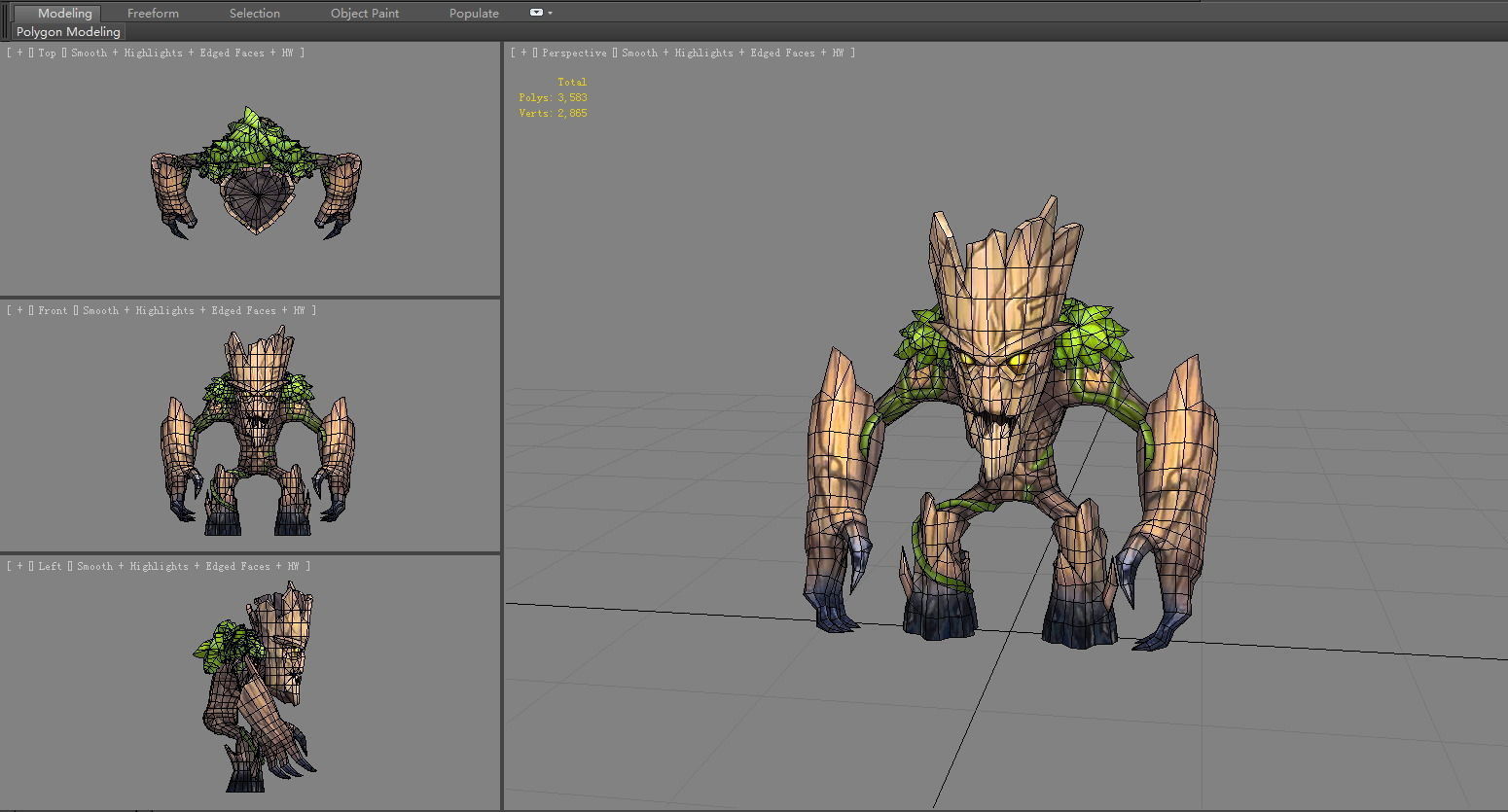 Little dryad - Tree monster Low-poly 3D model_5