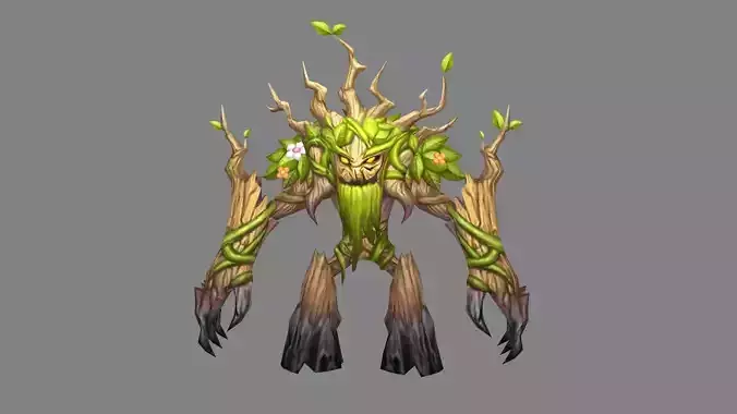 Old dryad - Tree monster Low-poly 3D model