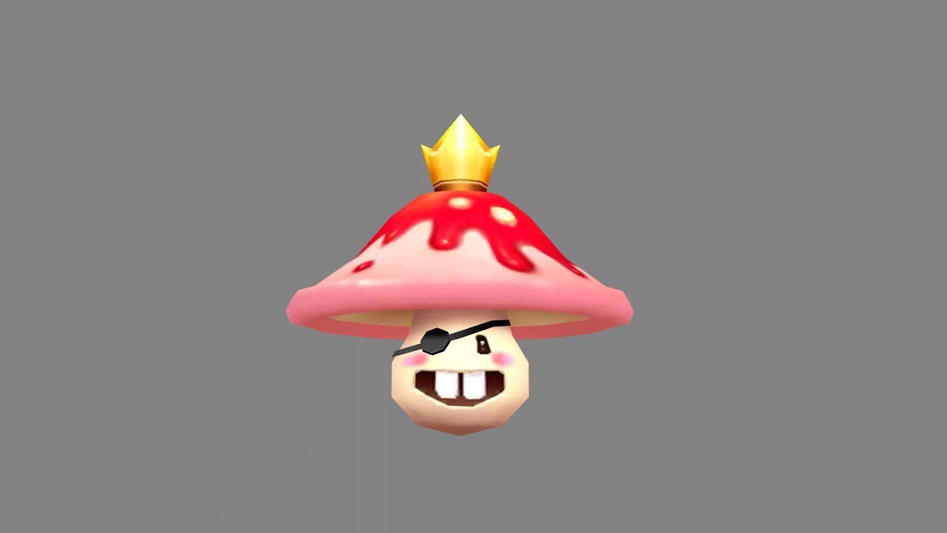 Cartoon Red Mushroom Monster - Poisonous Mushroom King Low-poly 3D model_0