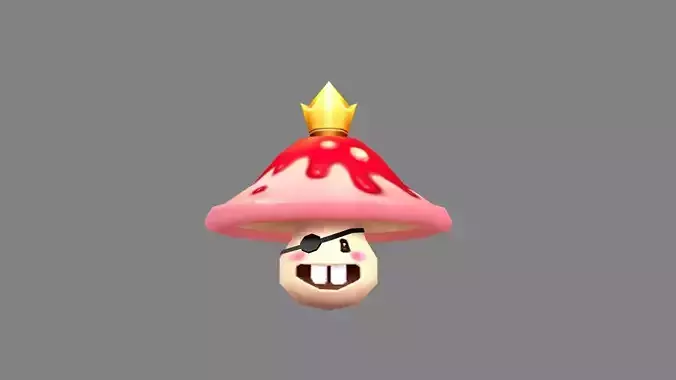 Cartoon Red Mushroom Monster - Poisonous Mushroom King Low-poly 3D model