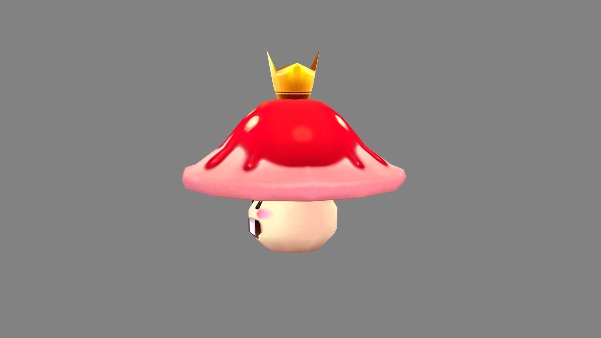 Cartoon Red Mushroom Monster - Poisonous Mushroom King Low-poly 3D model_1