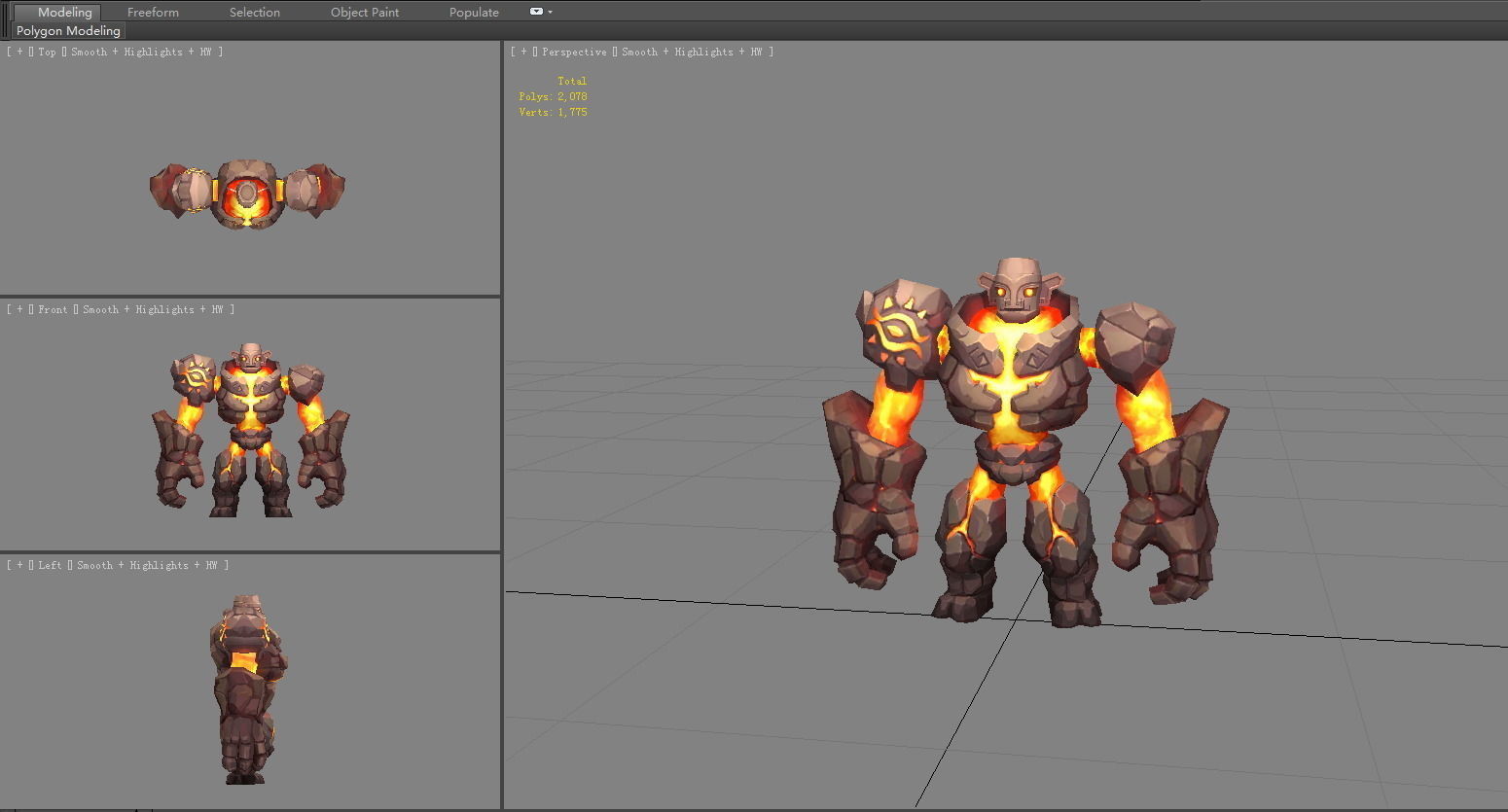 Balrog - humanoid stone monster - rock devil  Low-poly 3D model_4